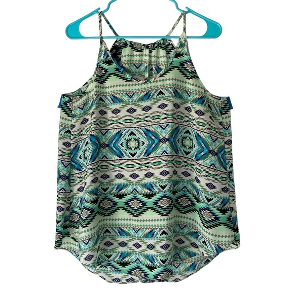 A. Byer Women's size Large Geometric Southwest Green and Blue Tank Top - Picture 1 of 6